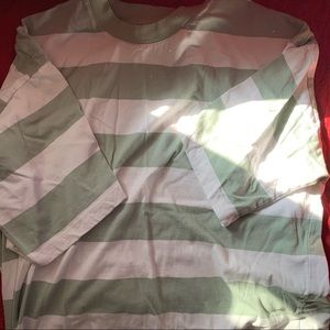 ASOS Design Tall oversized boxy t-shirt with chunky stripes in sage and white.